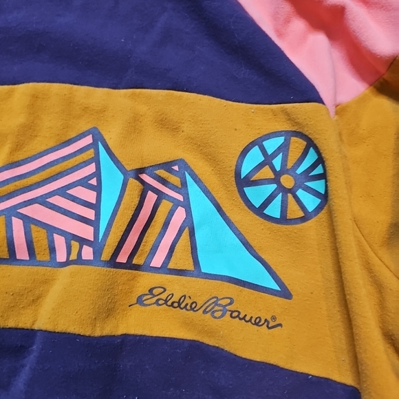 Eddie Bauer Sweater Womens XL Colorblock Mountain - Picture 2 of 4